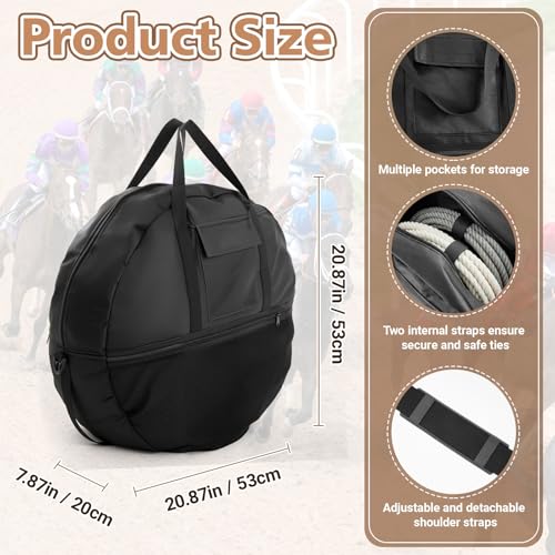 Shinylin 21 x 8 Inch Double Rope Bag with Strap for Trail and Working, Adjustable Strap Round Carry Bag for Roping Equipment Equestrian Accessories