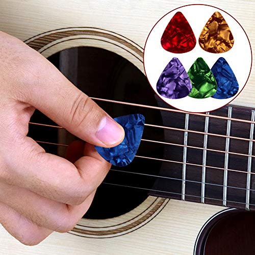 AUGSUN 30pcs Silicone Guitar Finger Guards 5 Sizes Fingertip Protectors | Finger Covers Caps, With picks, For Acoustic Stringed Instruments Players, Sew Embroidery Use, Anti Slip Pain Relief