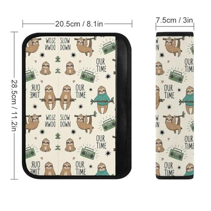 2 Pack Universal Soft and Comfortable Seat Belt Cover for Kids, Car Seats Pushchair Strollers High Chair Pushchair, Cute Sloth Seat Belt Cushion - color: Pattern 385