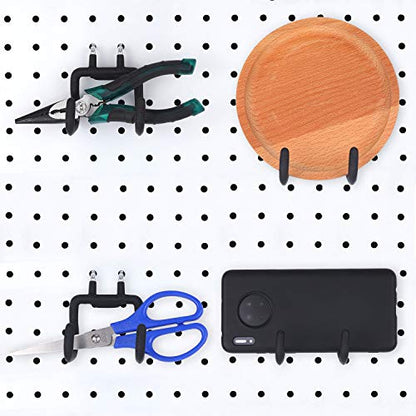 Hotop 4 Pack Pegboard Drill Holder Hooks, Black Metal Peg Board Hooks for Hanging Power Tools, Utility Hook for Garage Tool Organizer, Workbench, Craft Room and Wall Storage(2.75 x 2.56 x 3.54 Inch) - size: 2.75 x 2.56 x 3.54 Inch