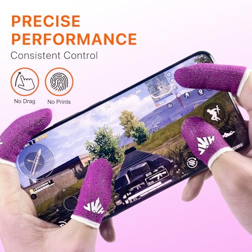 Jwh 10 Pcs Silver Fiber Game Finger Sleeves Thumb Sleeves Mobile Gaming Cots Covers Finger Gloves with Touchscreen for Pubg Fundas para Dedos Dedales Gamer Profesionales - color: 10Pcs Rose Red +Storage Box