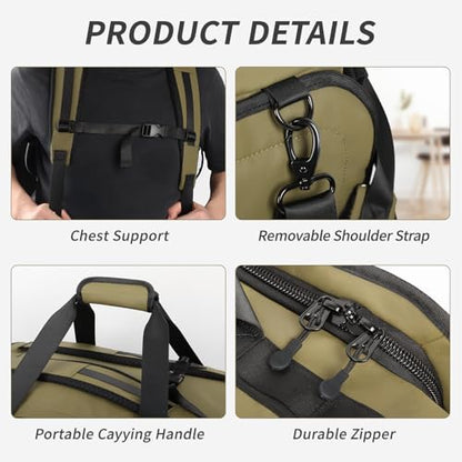 2-in-1 Carry-on Backpack for Men Women 40L Sports Gym Bag with Backpack Straps,Water Resistant,for Travel/Gym（20in,Green） - color: 20in-green