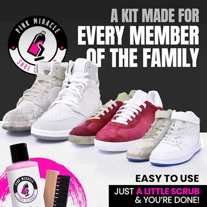 Pink Miracle Shoe Cleaner Kit with Bottle and Brush For Fabric Cleaner For Leather, Whites, Suede and Nubuck Sneakers - size: 32 Oz
