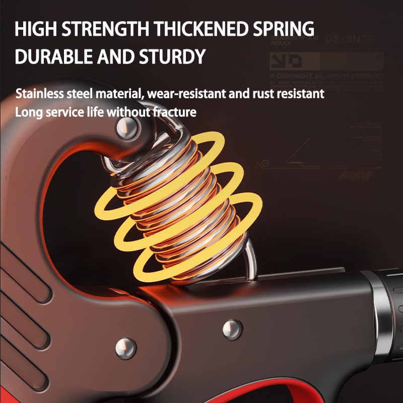 Grip Strength Trainer, Hand Grip Strengthener with Adjustable Resistance 11-220Lbs(5-100KG), Automatic Counter, (Red)