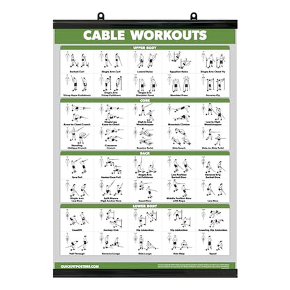 Palace Learning QUICKFIT Workout Poster Cable Machine, an Exercise Chart for Cable Training Station, Laminated WITH PLASTIC FRAME, Gym, 18" x 24" - color: WITH PLASTIC FRAME