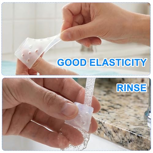 PAGOW 6pcs Finger Covers for Skin Picking, Stop Nail Biting Finger Guard | Reusable Breathable Silicone Anti Skin Picking Finger Gloves for Nail Biting Prevention, Cuticle Protection, Cracked - Clear