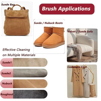 2-in-1 Suede Brush & Eraser for Shoes – White | Rubber Brush With Soft Plastic Bristles; Cleans Suede, Nubuck & Delicate Leather; Built-In Eraser Block - color: White