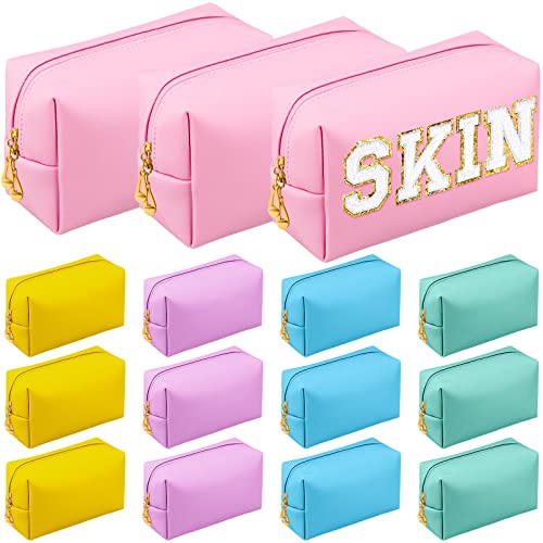 Kigeli Aesthetic Makeup Bags PU Leather Cosmetic Pouches Waterproof Plain Toiletry Bags Makeup Pouches Bulk for Women Party Gift Travel Storage Organizer(Macaron,7.1 x 2.8 x 4.3 in) - color: Macaron, size: 7.1 x 2.8 x 4.3 in