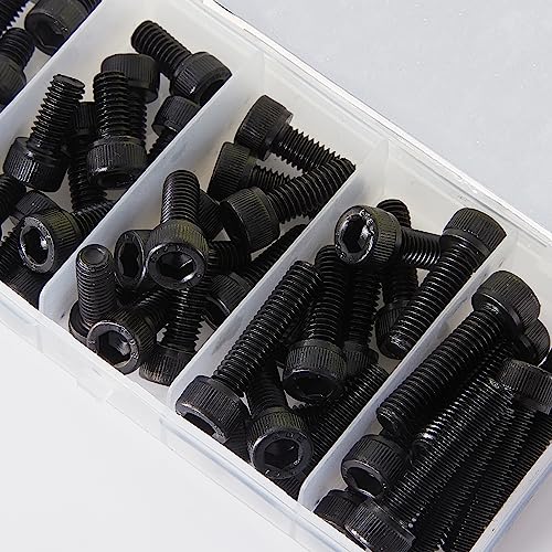 M6 x 10mm 14mm 18mm 20mm 25mm Hex Socket Head Cap Screws Bolts, 12.9 Grade Alloy Steel, Black Oxide Finish, Metric Allen Drive, Fully Threaded, Assortment Kit 50Pcs - size: Socket M6x10-25 mm
