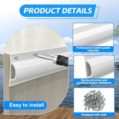 10 Pack Dock Edging Side Gard, 20 Feet Dock Guard with Heavy Wall Sections for Greater Protection – Commercial Grade Double Molded Material (White) - color: 20 Feet White, style: Straight angle 10pack