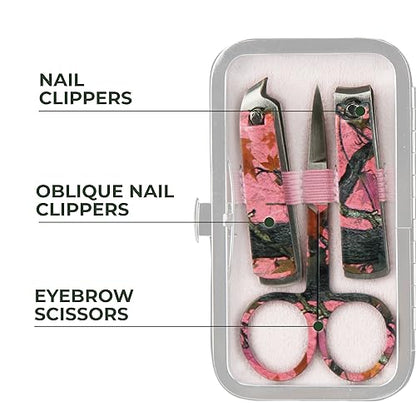 Rivers Edge Products Rivers Edge Products 7-Piece Nail Manicure Kit, Stainless Steel, Pink Camo - style: 7-piece Pink Camo