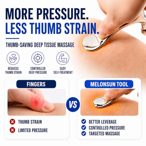 Melonsun Trigger Point Massage Tool for Pain Relief, Deep Tissue Massage & Gua Sha, Fascia Release Muscle Scraper Acupressure Tool for TMJ Relief, Muscle Recovery, Full-Body Massage & Therapists