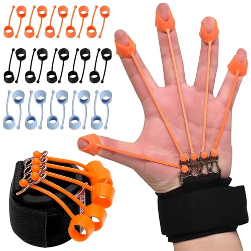 Adjustable Hand Strengthener, Finger Strengthener Hand Grip Exerciser With 30 Silicone Bands, 40/60/75 Lbs Finger Stretcher For Injury Rehabilitation, Climbing, Exercise