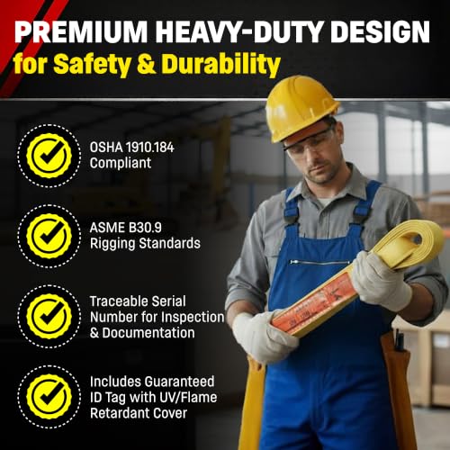 DD Sling (USA Made). 2" wide X (4' to 20' lengths) in Listing! 2 Ply Twisted Eye, Nylon Lifting Slings, Eye & Eye, Heavy Duty (900 webbing), 6,400 lbs Vertical, 5,100 Choker, 12,800 Basket Load Capacity (2inX8ft) - size: 2inX8ft