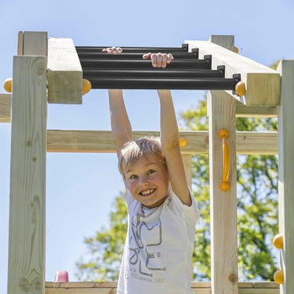 6 Pcs Black Outdoor Monkey Bars Ladder Rungs Playground Accessories | Heavy Duty Solid Constructed, Non-Slip Matte Powder Coated Weather Resistant, Hardware Include, Playset Swing Set Jungle Gym - color: Black