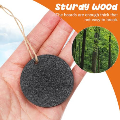 10pcs Round Mini Wooden Chalkboard Signs with Rope, Double-Sided Blackboards for Food Labeling and Memo Writing, Easy to Wipe Decorative Hanging Boards for Home and Party Use