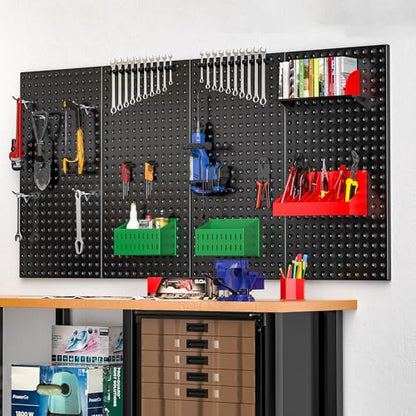 EVERHANGER Metal Pegboard Panels 24" x 12", Heavy Duty Steel Peg Boards for Garage, Pegboard Wall Organizer for Tool Storage and Organization, Black, 4 Pack - size: 4 Pack 24" x 12"