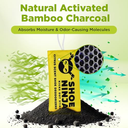 Shoe Ninja Shoe Deodorizer - Shoe Odor Elimination with Activated Charcoal, Versatile and Reusable Shoe Smell Remover, Boxing Glove Deodorizer, and Shoe Freshener, Great for Sports - 1 Pack Count of 2 - size: 1 Count (Pack of 2)