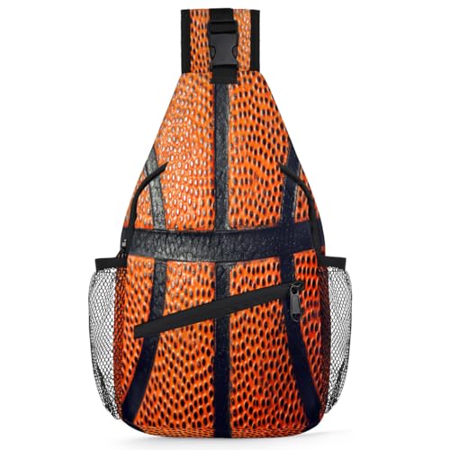 Basketball Sports Orange Sling Backpack for Women Men Waterproof Antitheft Chest Bag Lightweight Travel Crossbody Shoulder Bag for Shopping Outdoor Leisure Sports Mountaineering Riding - color: Backpack19