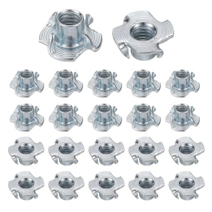 HARFINGTON 5/16x10mm T-Nuts 4 Pronged Tee Nut 0.83" x 0.39" Fully Thread Carbon Steel Inserts for Wood, Rock Climbing Holds, Cabinetry, Furniture 50pcs - size: 5/16" x 0.39" x 0.83" x 0.39"