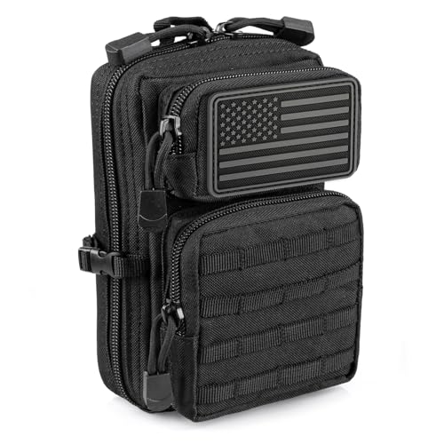 LIVANS Tactical Molle Utility Pouch, EDC Tool Pouch Tactical Phone Pouches Mini Waist Pouches Medical EDC IFAK Pack Mini Design of 3-Day Backpack - color: Black