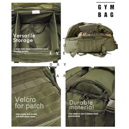 3 In 1 Tactical 85L Military Backpack Travel Duffle Bag for Weekender Gym Workout Deployment - color: Green