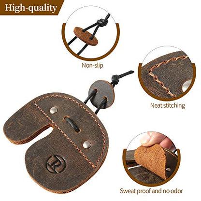 Ringsun Leather Archery Finger Tabs,Handmade Archery Finger Guard for Shooting Practice Gear, Recurve Bow Fingers Tab - color: Bourbon Brown