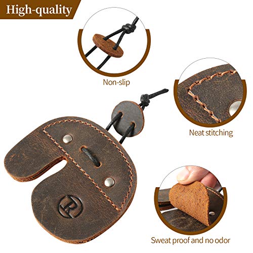 Ringsun Leather Archery Finger Tabs,Handmade Archery Finger Guard for Shooting Practice Gear, Recurve Bow Fingers Tab - color: Bourbon Brown