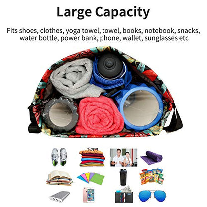 Waterproof Drawstring Bag, Gym Bag Sackpack Sports Beach Backpack for Men Women - color: 03-red Leaf