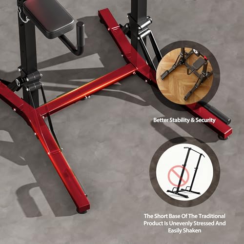 soges Foldable Power Tower Pull Up Bar Station with 6-Level Height Adjustment, Heavy Duty Free Standing Dip Station for Home Gym, Space-Saving Strength Training Equipment for Full Body Workout