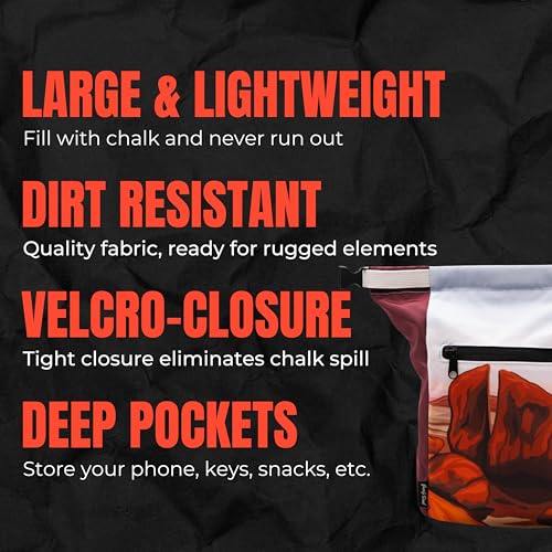 Chalk Bucket for Outdoor Bouldering and Gym Rock Climbing | Cool Nature National Park Colorful Design Patterns | Durable Hook and Loop Closure and Zippered Pockets