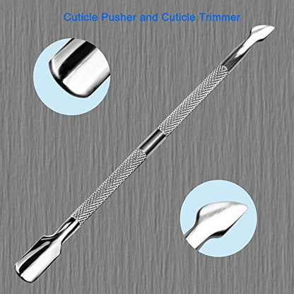 Professional Cuticle Pusher and Cutter, Cuticle Trimmer & Cuticle Remover, 2-Piece Manicure Tools Set for Fingernail and Toenail - size: 2 Piece Set