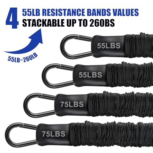 Pull Up Assistance Bands 260lbs, Heavy Pull Up Bands Resistance Bands for Pull Ups Working Out with Feet Rest, Pull Up Bar Bands Assistance Bands Strength Training Workout Equipment, Height Adjustable - color: Blue