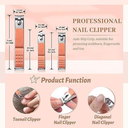 Manicure Set Nail Clipper Set Men Women 12 in 1 Nail Care Kit with Portable Case Travel Manicure Pedicure Tools Grooming Kit Beauty Salon(Rose Gold) - color: rose gold