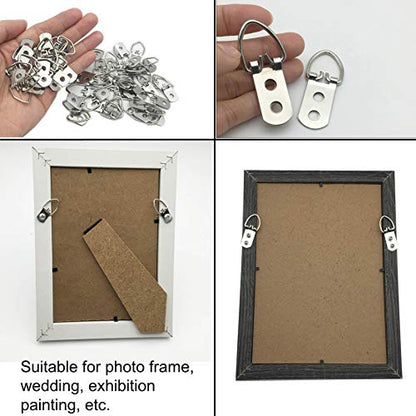 70 Pack Heavy Duty D-Ring Metal Picture Hangers with Screws(Silver) | 2 Sizes Metal Clasp Picture Hanging Kit, Frames Hangers, For Photo Frames, Artwork, Paintings, Clock, Canvas Hooks, Mirrors - size: 70 Pack-D Ring
