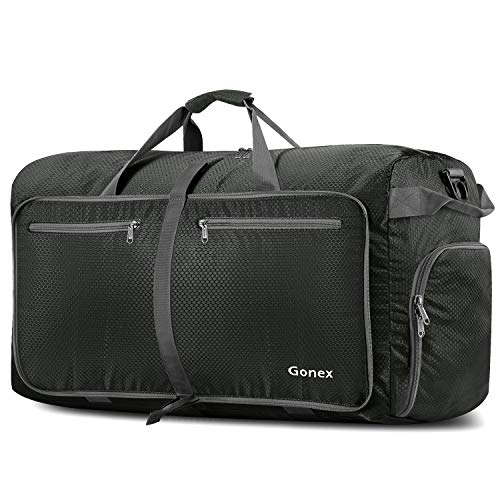 Gonex Foldable Travel Duffle Bag, Lightweight with Shoe Compartment | 210D Nylon, Water-Repellent, Folds Compact, Multiple Pockets, Luggage Sleeve, Travel & Weekend Use, 40L, Grey - color: Gray, size: 40L