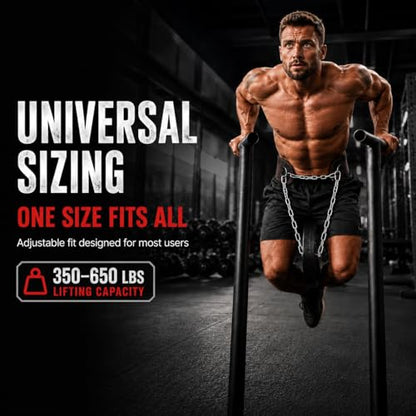 Dip Belt with Chain or Rope – Heavy Duty Adjustable Weightlifting Belt, Neoprene Padded Comfort, 350–650 lbs Capacity for Pull Ups, Dips, Squats & Strength Training
