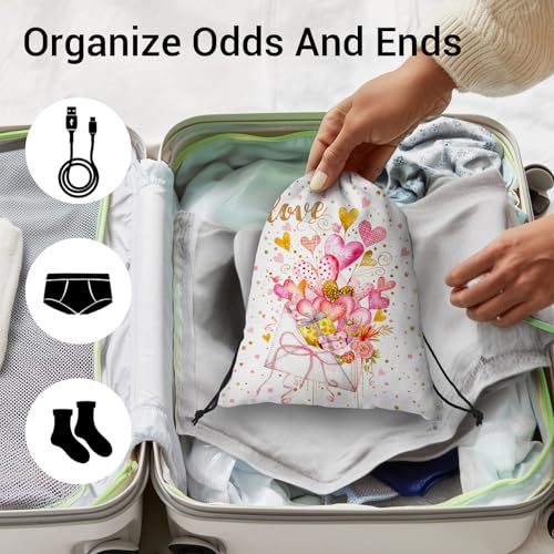 Heart Present Gymnastics Grip Bag Waterproof Storage Pouch String Bag for Gym - color: Pink Love Dot