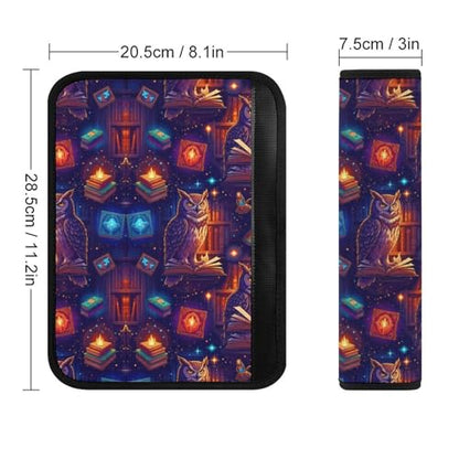2PCS Soft Padded Car Seat Straps Shoulder Pads for Adult Use, Most Cars, Gothic Owl Reading Witch Book Shoulder Protector, Shock Absorption - color: Pattern 639