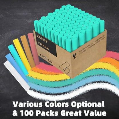 Green Chalk 100PCS, Low Dust Chalks Stick Bulk for Chalkboard Blackboard Non-Toxic - color: Green