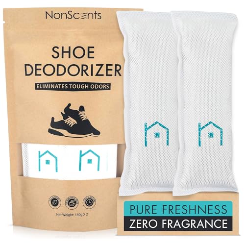 NonScents Shoe Deodorizer 1-Pack (2 Count) - Odor Eliminator, Air Freshener, Smell Absorber, Scent Remover for Shoes, Gym Bags, Soccer Cleats, Closets, Pet Area, Reusable - Shoe Deodorant - size: 1 Count (Pack of 2)