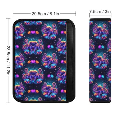 2PCS Octopus Collage Ocean Marine Life Seat Belt Cover Breathable Automotive Seat Belt Protector for Adult Use, Most Cars, Pressure Relief - color: Pattern 1220