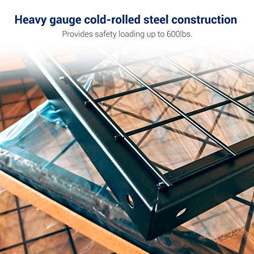 FLEXIMOUNTS 4x8 Overhead Garage Storage Rack with Hooks, 2 Pack, Black | 6 Hooks included, 750 lb Capacity, 22–40 inch Adjustable height, Heavy-duty steel, Garage organization, Classic Series - color: Black