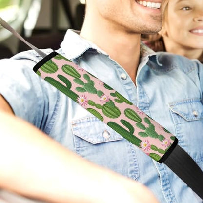2 Pack Breathable Car Seat Straps Shoulder Pads for Elderly Support, All Vehicles, Pink Flowers Cactus Seat Belt Cushion, Neck and Shoulder Support - color: Pattern 300