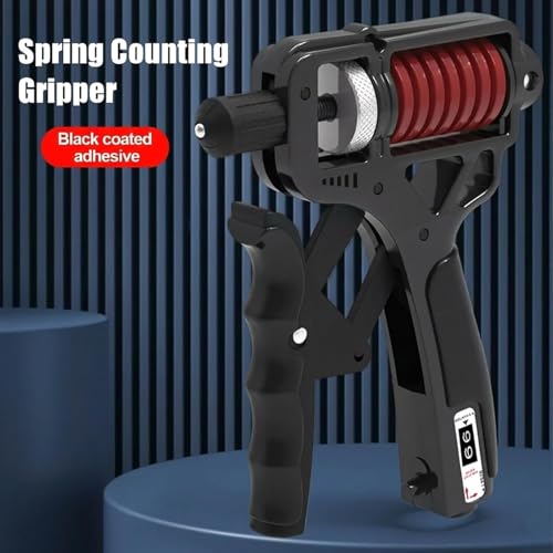 Adjustable Grip Strength Trainer, H Grip Hand Gripper Strengthener with Electronic Counter, 11-350 Lbs Resistance, Ergonomic Forearm Exerciser for Men Women, Fitness, Office Breaks and Gym - color: Red