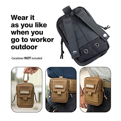 EXCELLENT ELITE SPANKER Tactical Molle EDC Pouch with Cellphone Pouch | Molle admin pouch,molle utility pouch,tool pouch,Organizer Nylon Belt Waist Bag - color: Black