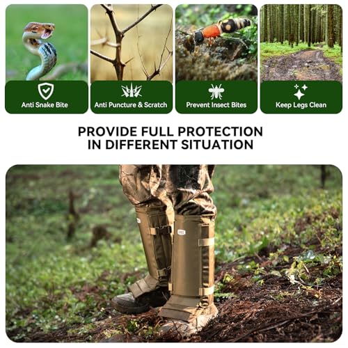 Snake Gaiters Chaps, Durable Lower Legs Anti-Snake Bite Guards - color: Khaki