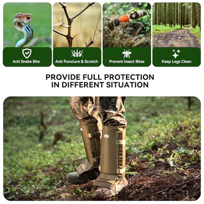 Snake Gaiters Chaps, Durable Lower Legs Anti-Snake Bite Guards - color: Khaki