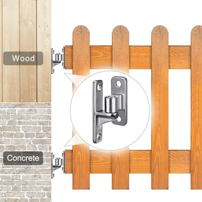 Dolibest Heavy Duty 304 Stainless Steel Gate Hinges, Non-Welded One-Piece Design, Wall Mount Gate Hinges with 5/8'', Post Mounting for Farm Gates Wall/Wooden Fences, 600 lbs Capacity, (2 Set) - color: Silver 2-pack