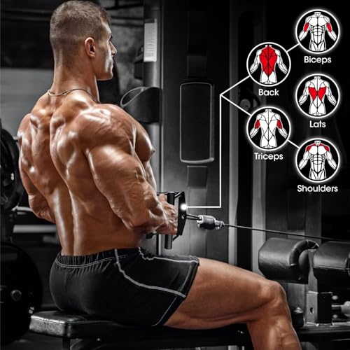 Yes4All Cable Machine Attachment, Double D Handle & Tricep Rope Cable Attachment, Weight Machine Accessories Load 880 LB for Home Gym - color: Black